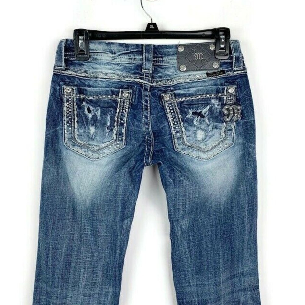 Miss Me Boot Rhinestone Distressed Jeans 27 x 33